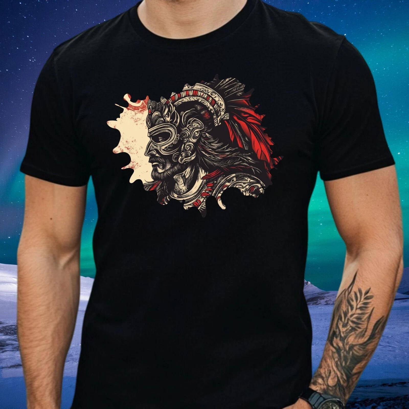 T-Shirt Herren Traditioneller mexikanischer Krieger Motiv Baumwolle GrößeSbis5XL XXL