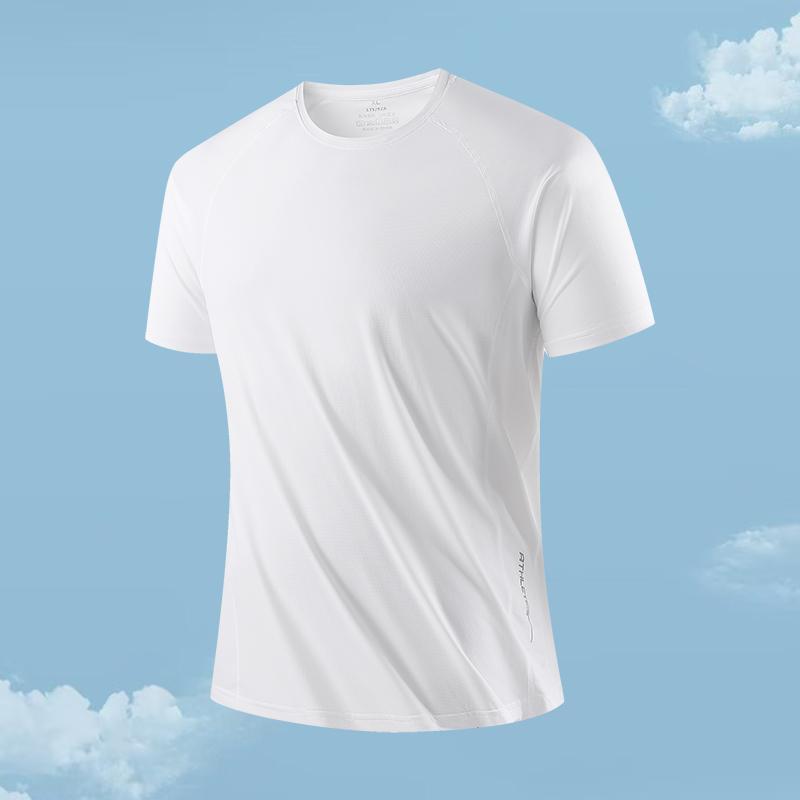 

Sports And Leisure Ice Silk Short-sleeved Men s Quick-drying Ice-feel Elastic Breathable Loose Round Neck T-shirt For Men XL білий