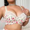 Printed Lace Bra Semi-transparent Sexy U-back Plus-size Underwear