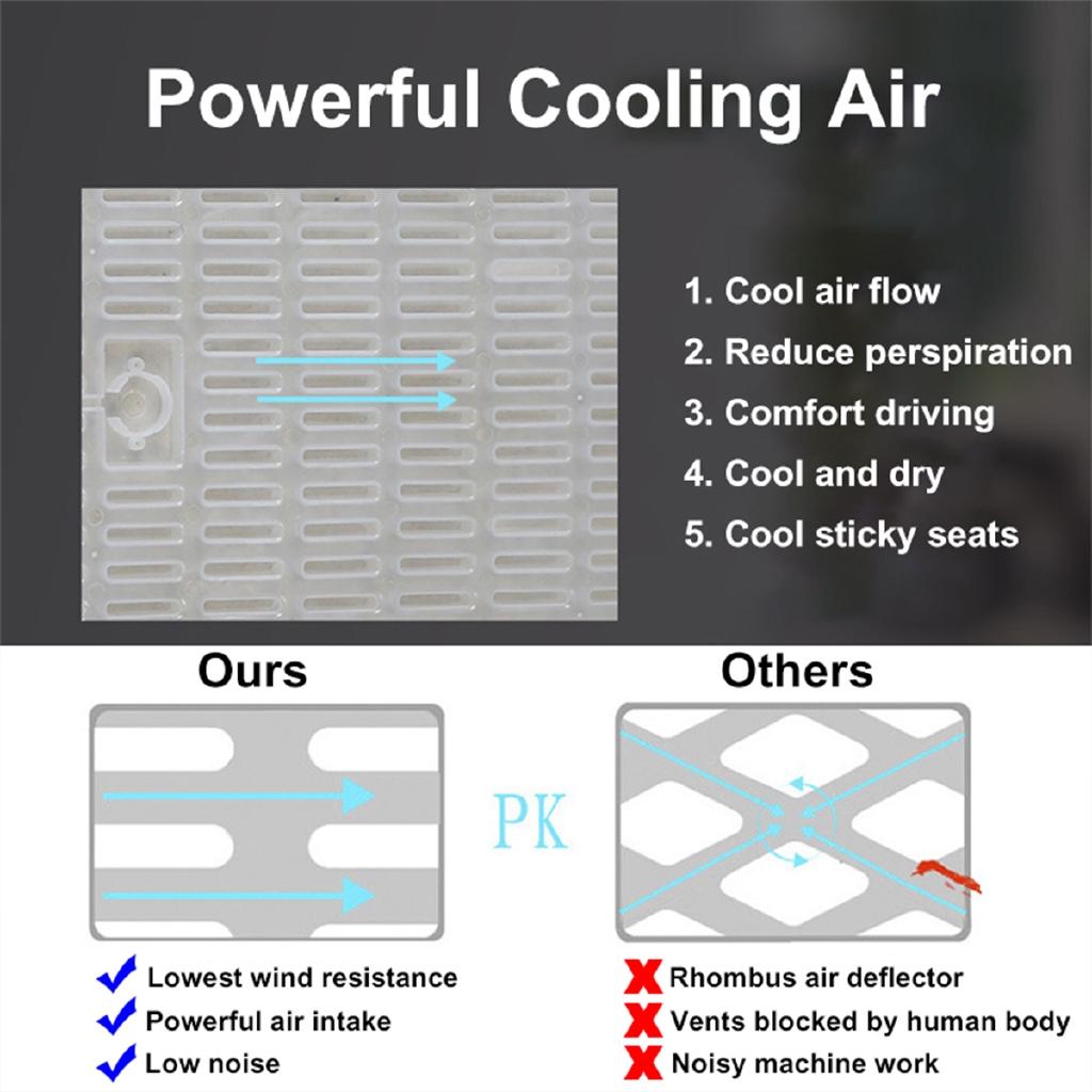 Built-in Fan Cooling Car Seat Cushion Cover Air Ventilated Fan Conditioned Cooler Pad 3 Speeds Car Seat Cushion Cover 12V