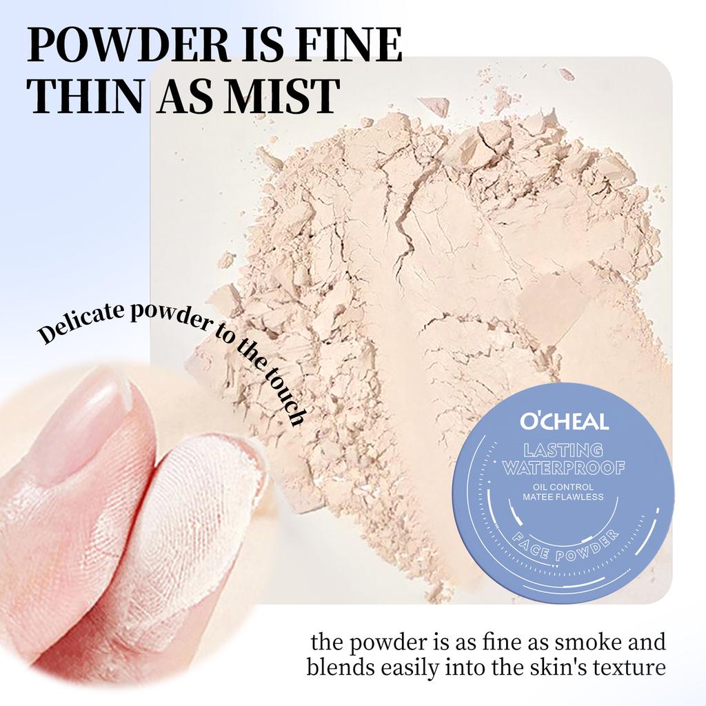 Ocheal Polvo Fijador Mate para Rostro Control de Grasa Ligero Base Radiante Polvo Compacto Maquillaje Facial Cobertura Total Cosmético