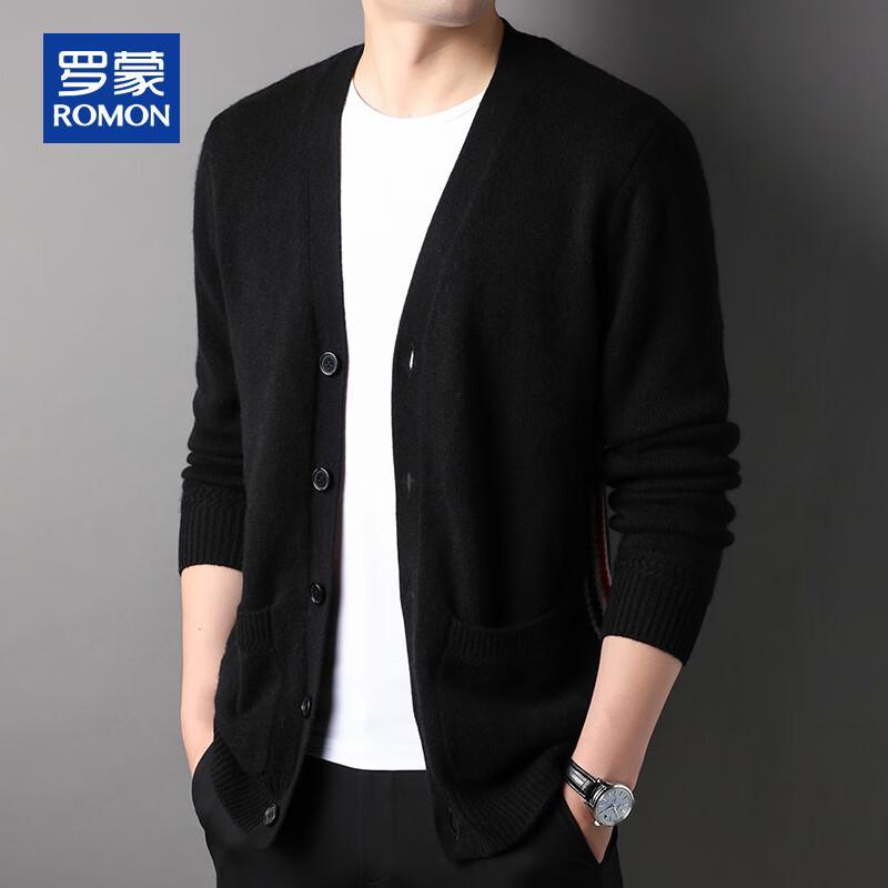 ROMON Men's 100% Pure Cashmere V-Neck Cardigan Sweater