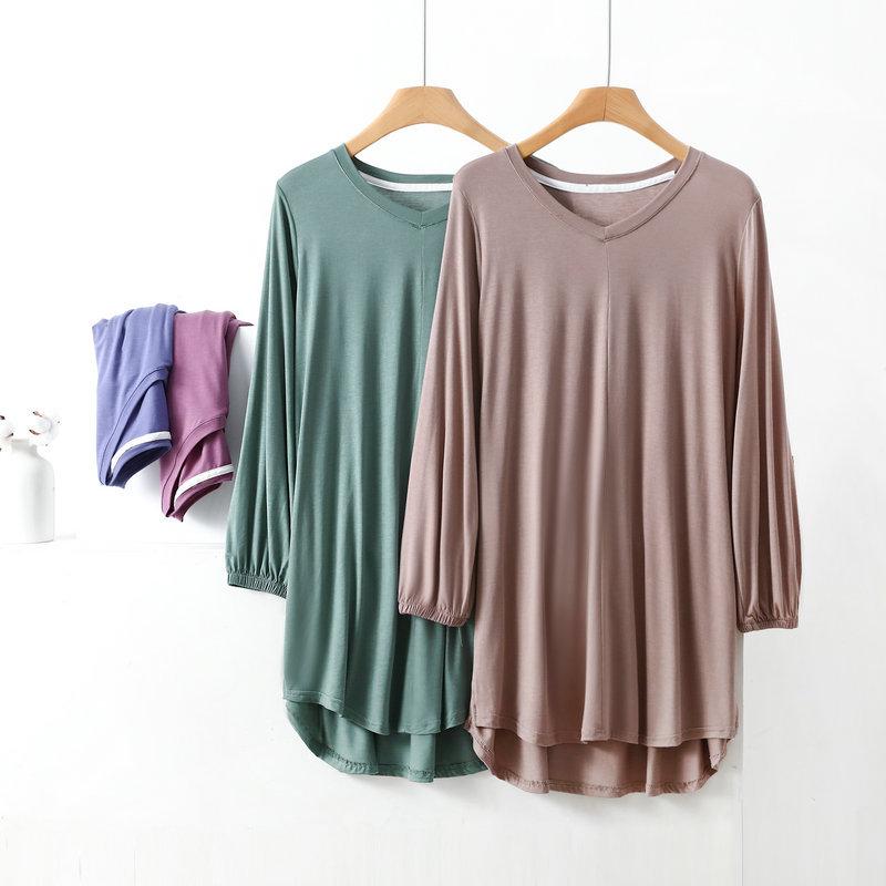 V-Neck Plus Size Tshirt for Women Summer Loose T-shirts Modal Bottoming Tee Tops XL To 8XL Solid Color Casual Tees