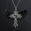 European and American Street Blue Gem Angel Crossed Clavicle Chain Necklace