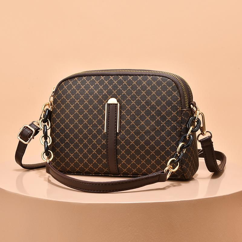 Popular Small Bag, New Printed Women's Shoulder Bag, Soft Leather Double-layer Large Capacity Crossbody Bag