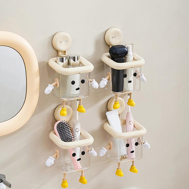 Multifunktionell Plastförvaringshylla Multifunktionell Förvaringslåda Utan Hål Väggmonterad Hållbar Badrumstandborsthylla