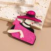 Acrylic Lady with Hat Brooch Cartoon Coat Badge Cute Women Portrait Pin  Clothing Accessories