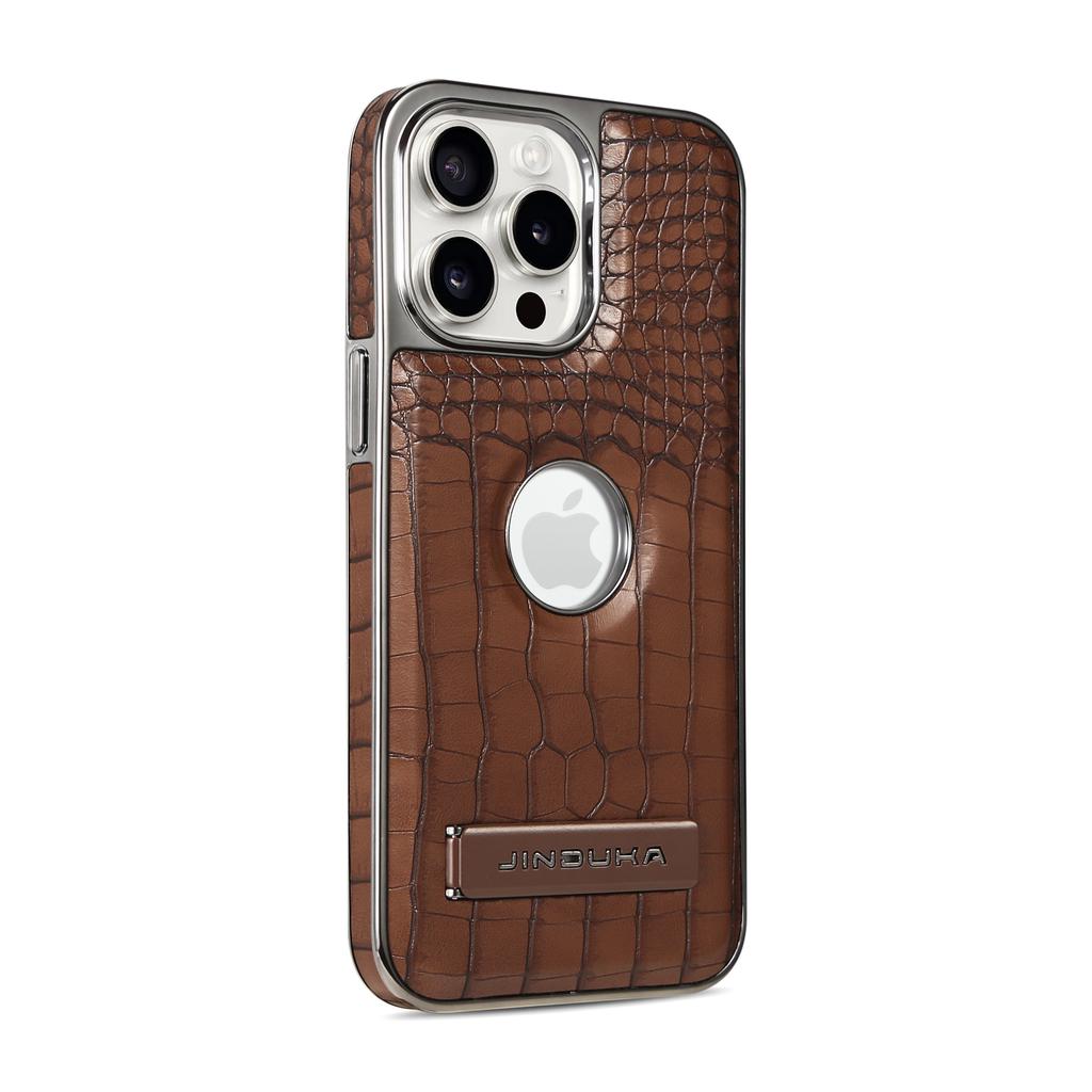 Boutique Crocodile Texture Eco Leather Case For iPhone 16 15 14 Plus 13 12 Pro Max Magnetic Cover Hidden Stand Bracket Premium