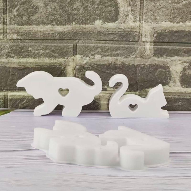 Reusable Cats Shape Silicone Mould for Handmade Cement Plasters Decorations and Artistics Projects