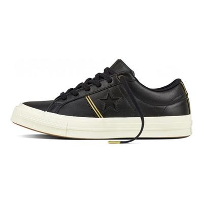 One Star Leather Non-Slip Lightweight Low-Top Board Shoes Unisex Black