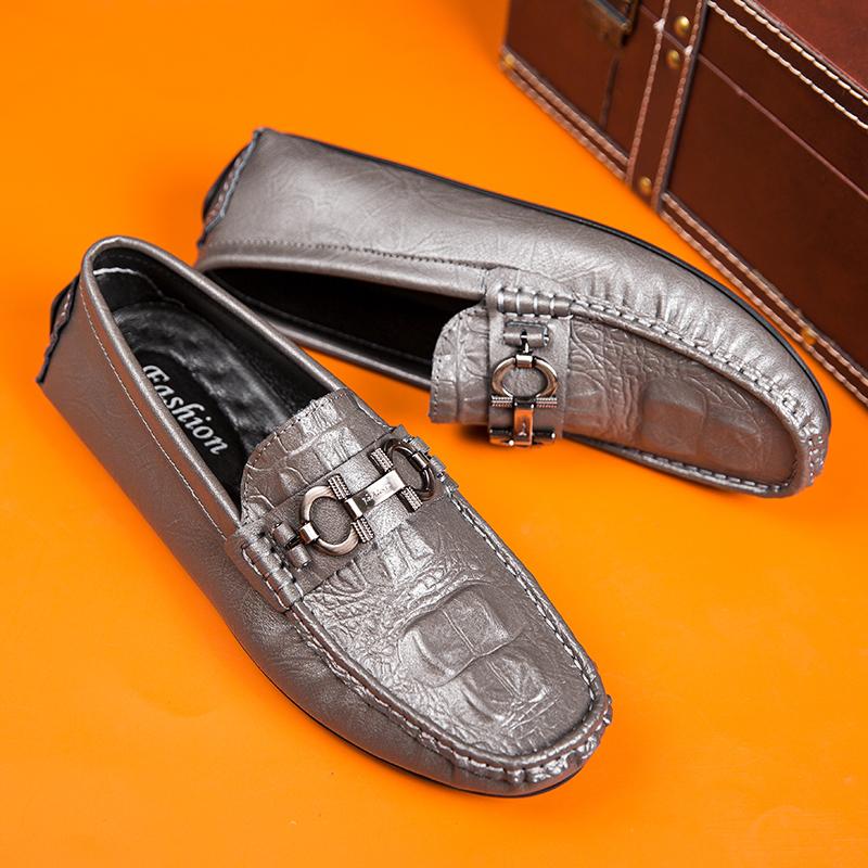 Fashion Hot Selling Man Low Top Leather Casual Shoes Crocodile Pattern Men's Business Shoes Moccasins Comfy Driving Shoes Slip on Flats