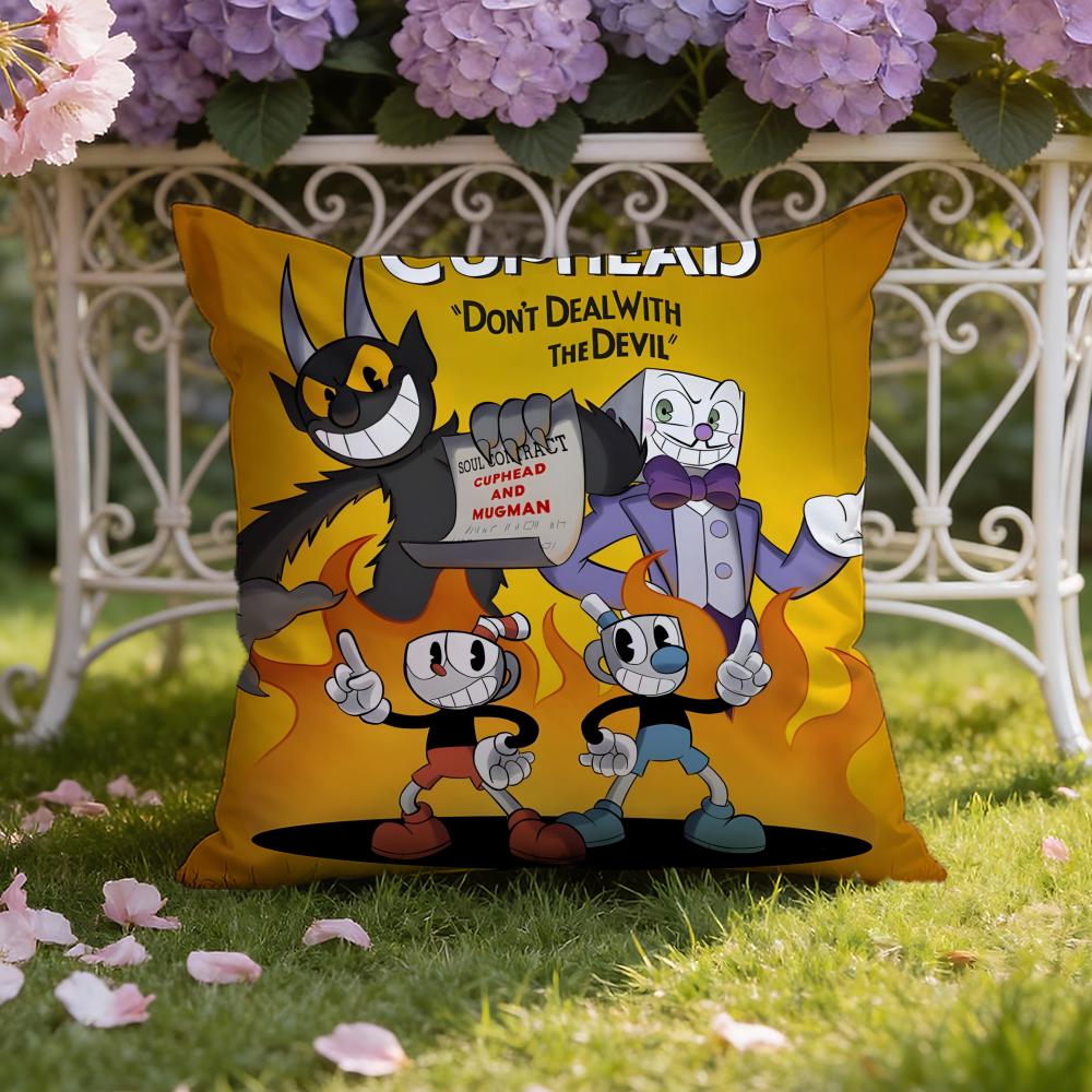 Cartoon C-Cuphead Cushion Cover Home & Car Dual-Scene Pillow Cover: Reversible for Premium Comfort