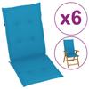 Day and Night - Day and Night High Back Garden Chair Cushion 6 Pcs Blue Fabric 120x50x3 Cm
