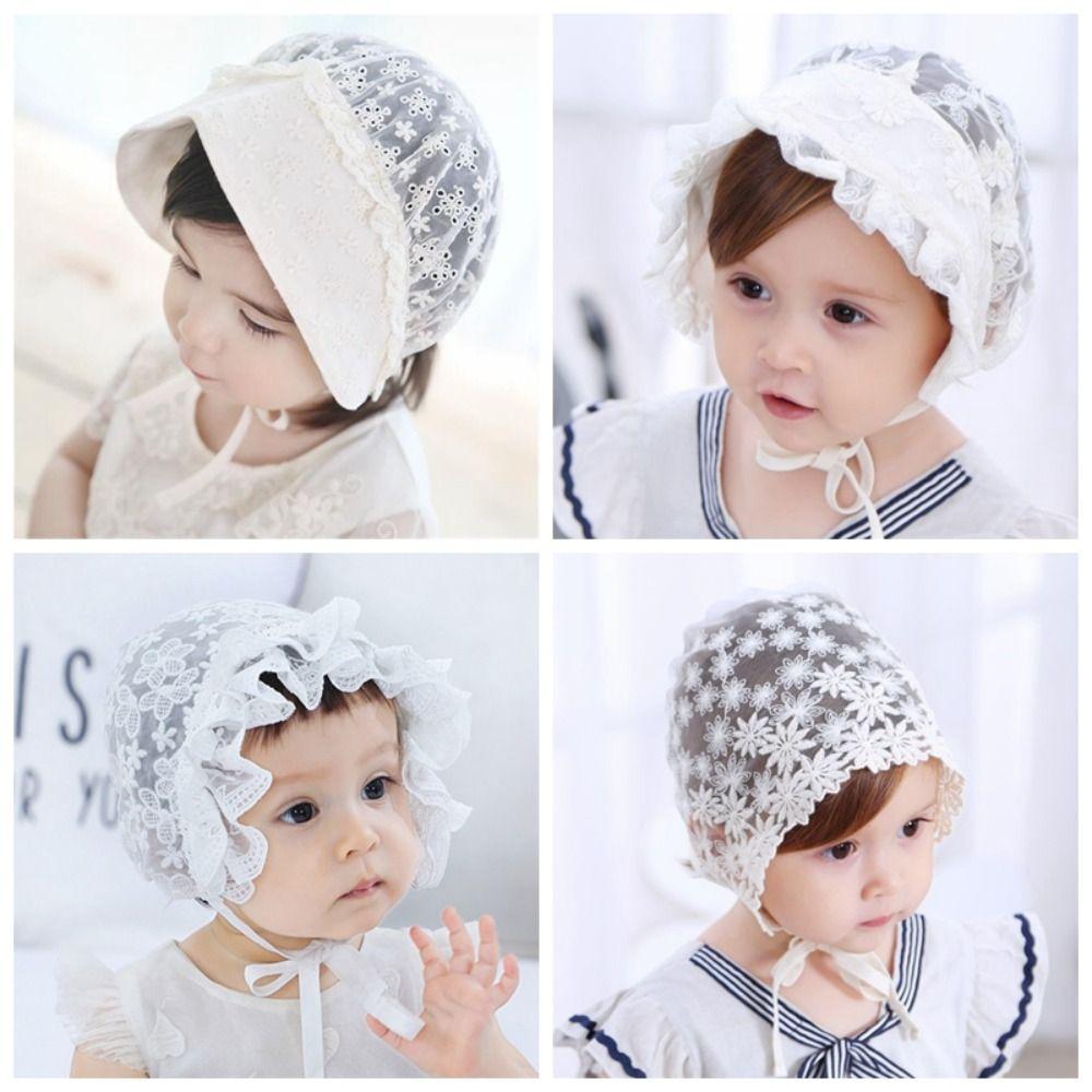 Princess Lace Ruffle Hat Flower Girl Sunhat Breathable Baby Lace Hat  Infant Girls