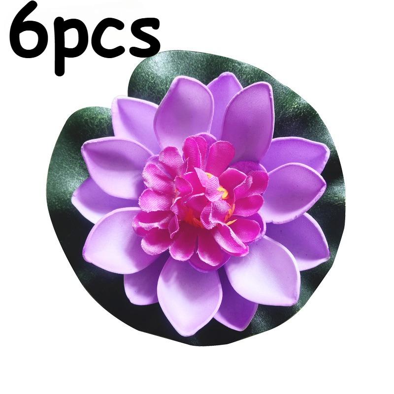 6 Stück/1 Stück EVA Künstliche Lotusblumen mit Seerosenblättern - Schwimmende Schaumstoff-Teichpflanzen für Aquarium, Pool, Wassergarten Dekoration