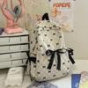 Schoolbag1011 New Casual Cute Fashion Versatile Bow Striped Backpack Korean High Value Student Schoolbag