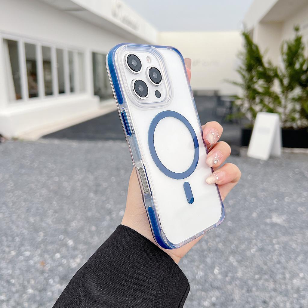 For iPhone 16 Pro Case Compatible with MagSafe Clear TPU Acrylic Phone Back Cover