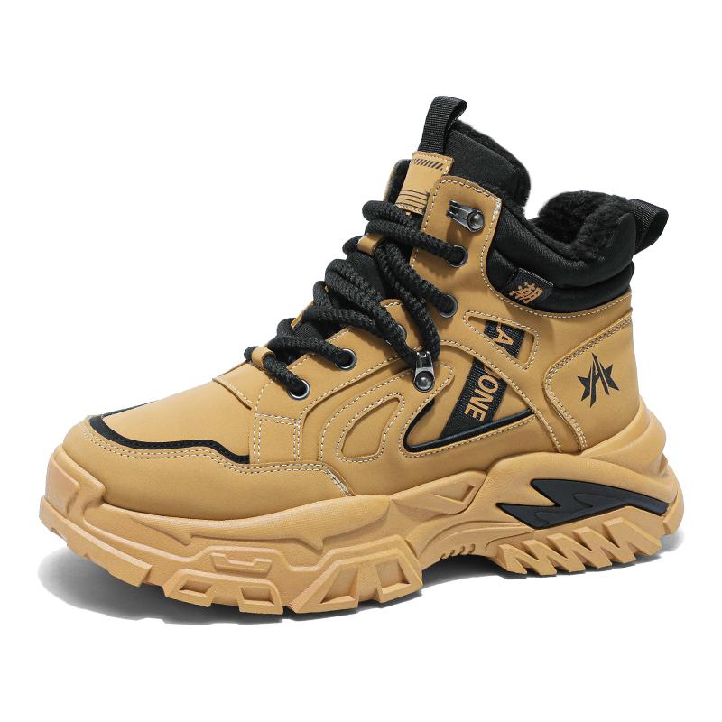 Męskie Casualowe Sneakersy High-Top na Jesień/Zimę Gruba Podeszwa Antypoślizgowe Trwałe Buty Robocze Outdoorowe Buty do Pieszych Wędrówek Sportowe Rekreacyjne