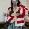 Striped Short Women's Knitted Cardigan Round Neck Single Breasted Famale Soft Sweaters Korean Style Fashionable Casual Ladies Coat