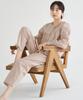 Meipeullawo Beige Check Long Sleeve Pure Cotton Women'S Plus Size Pajama Set