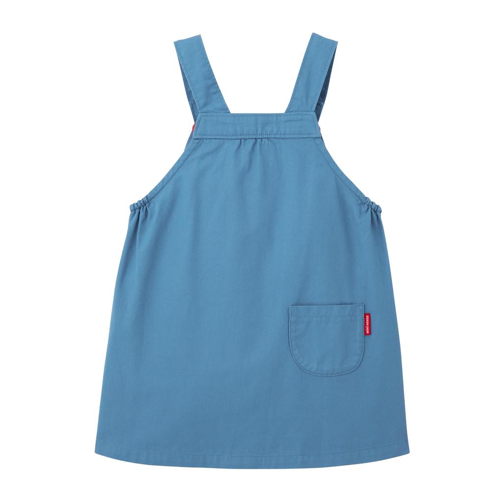 MIKI HOUSE Jumper Skirt, Logo, Solid Color, 100% Cotton, Girl's, Baby/Kids' Clothing, Size L (90-100cm), Blue, 10-1829-685, Web Exclusive