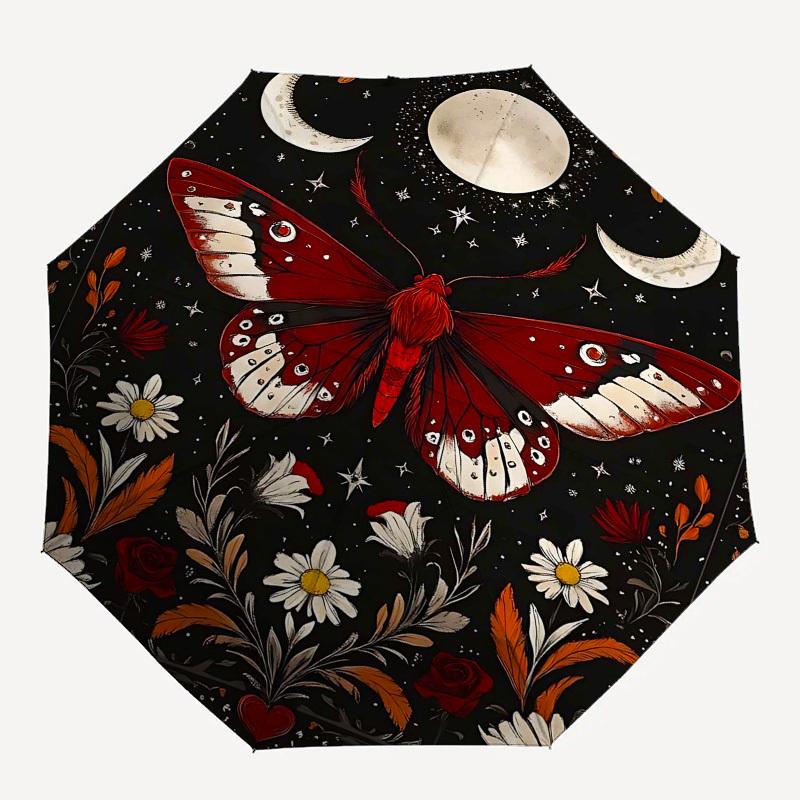 

1pc Butterfly FlowersOpen/Close Umbrella-Windproof, Compact Travel Umbrella, Sturdy 8-Rib Shaft, Outdoor Accessory, 1047