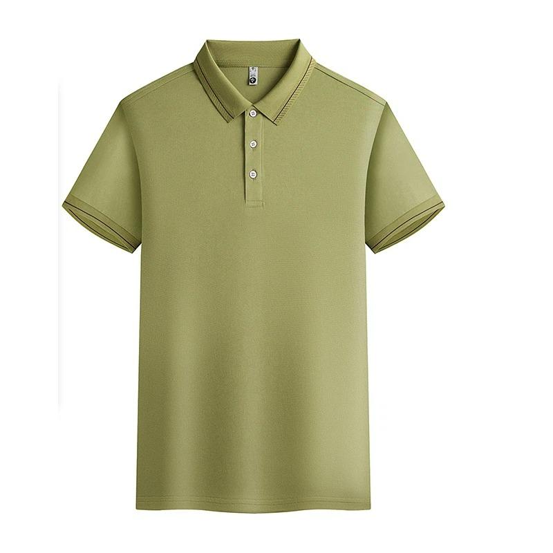Mens Solid Color Breathable Lapel Short Sleeve Polo Shirt