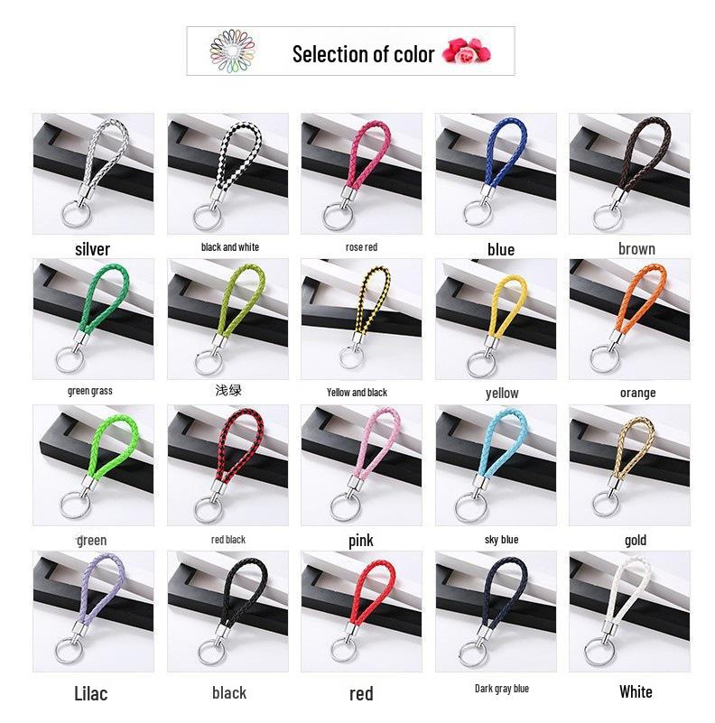Anti-lost Number Plate Mobile Phone Braided Rope Keychain with 8-Shaped Buckle Pendant