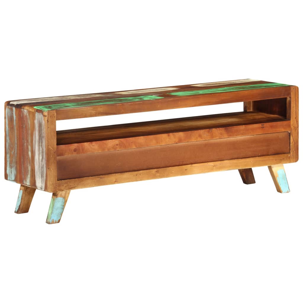 TV Cabinet Multicolored 110 X 30 X 40 Cm Solid Reclaimed Wood