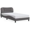 Vidaxl Bed Frame with Headboard, Grey, 100X200 Cm, Faux Leather