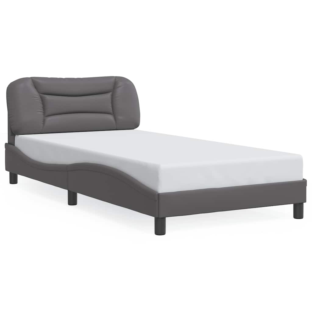 Vidaxl Bed Frame with Headboard, Grey, 100X200 Cm, Faux Leather