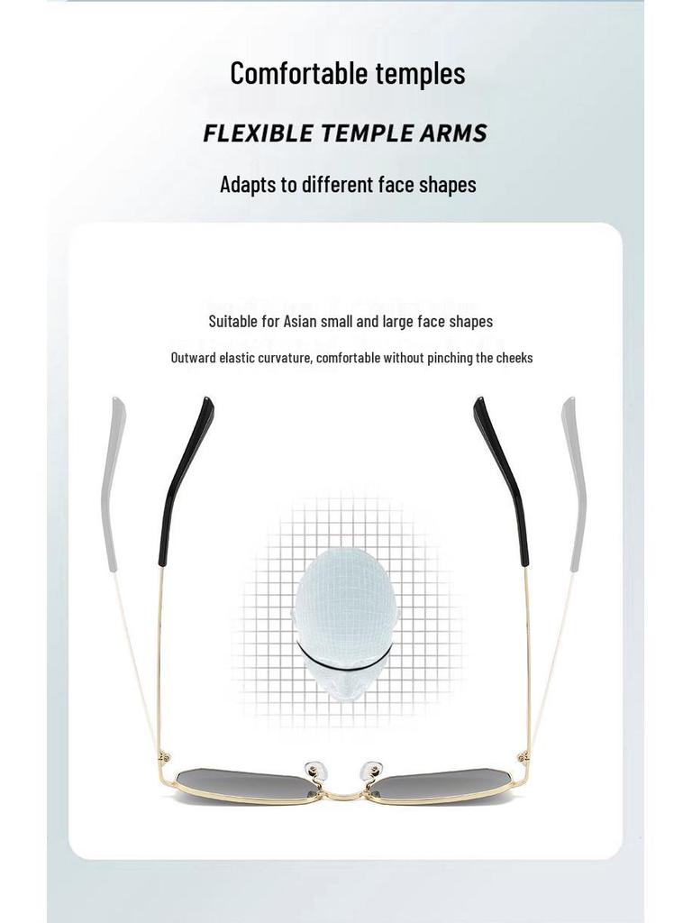 Women's Retro Square Metal Sunglasses, UV400 Sun Protection, Versatile Fashion Style