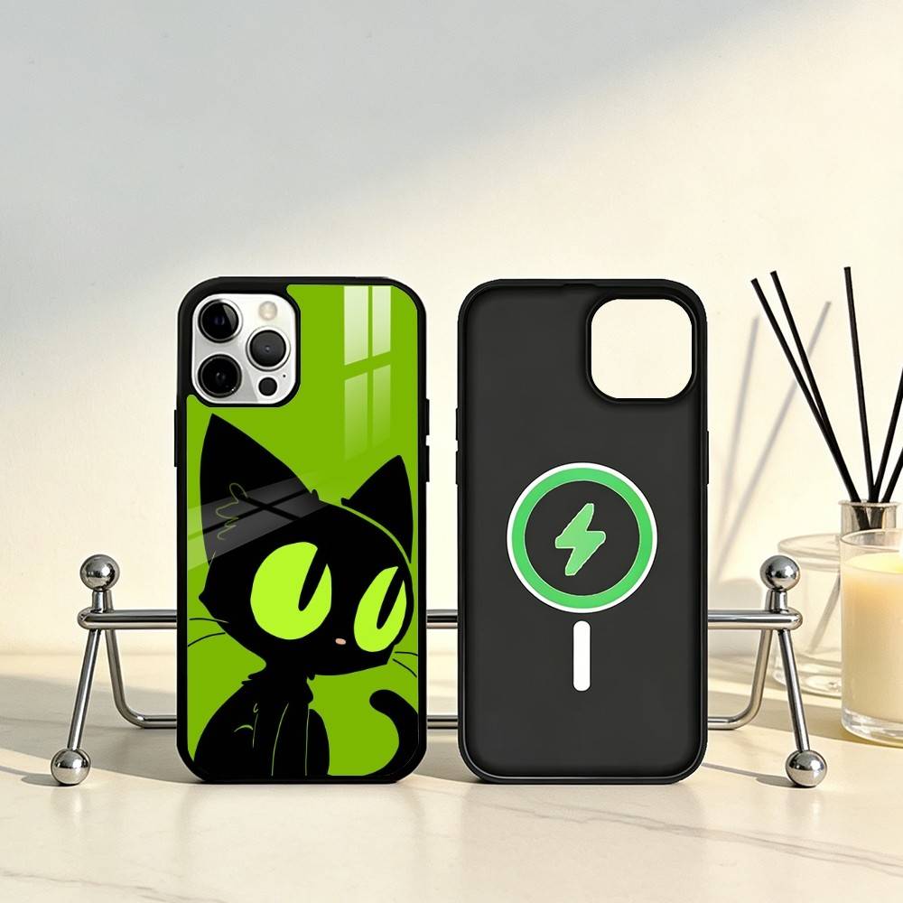 XiaoHei-Luo Cat Printed Phone Case For iPhone17,16,15,14,13,12,11 Plus,Pro Max Magnetic For Magsafe Wireless Charging iPhone13PRO
