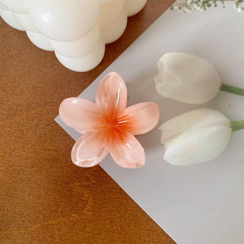 6 Stück Hawaiianische Farbverlauf-Haarspangen Blumen-Haarkrallen Damen-Haarschmuck Kleine Größe Kopfschmuck Haarnadel Krabben-Haarklammer