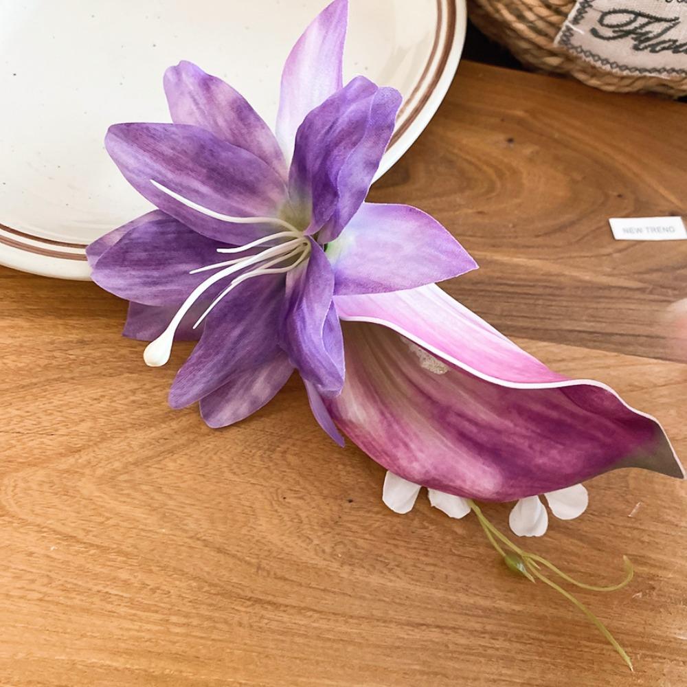 Elegant Pearl Flower Hairpin Colorful Ancient Style Hanfu Hair Accessories Headpieces Side Clip Chinese Style Hair Clip Girls