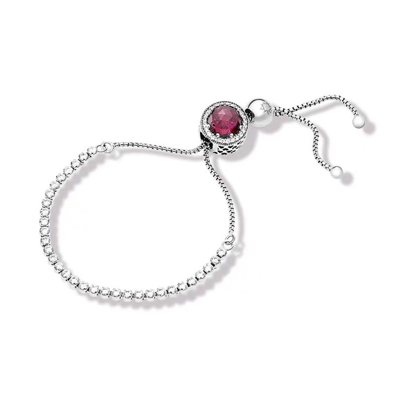 Pandora Brilliant Heart Charm 925 Silver Bracelet Women's Glacier Blue/Starry Sky Blue/Cherry Red ZT0134