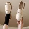 Plateau-Lederschuhe 2025 neue Ein-Pedal-Weichsohle kleine Lederschuhe Französischer Britischer Stil Flachsohle Metallschnalle vielseitig