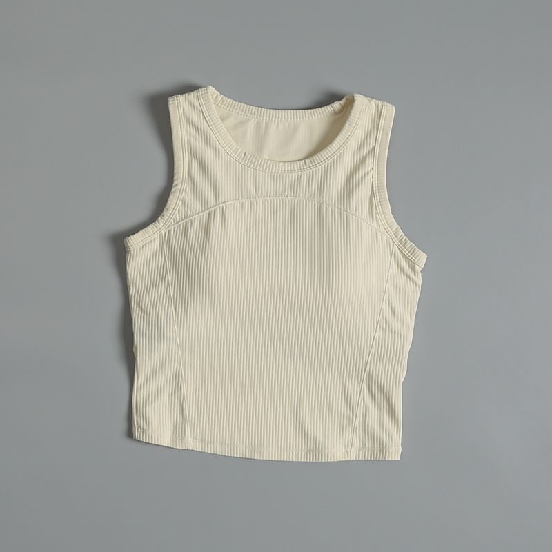 

Женский жилет для йоги цельный с нагрудными подушечками для бега, амортизирующий, без рукавов, спортивный топ, одежда для тренировок для пилатеса, жилет Ivory White XL