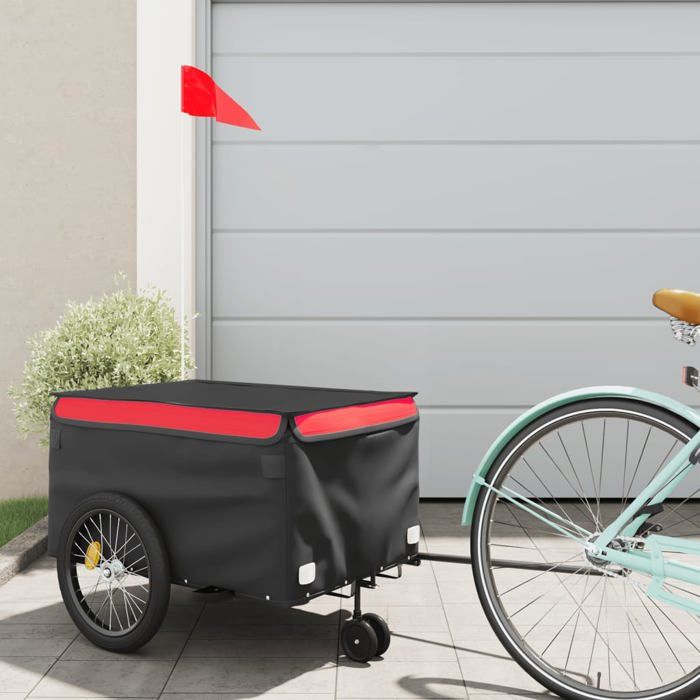 VidaXL Remorque de vélo noir et rouge 30 kg fer 94097