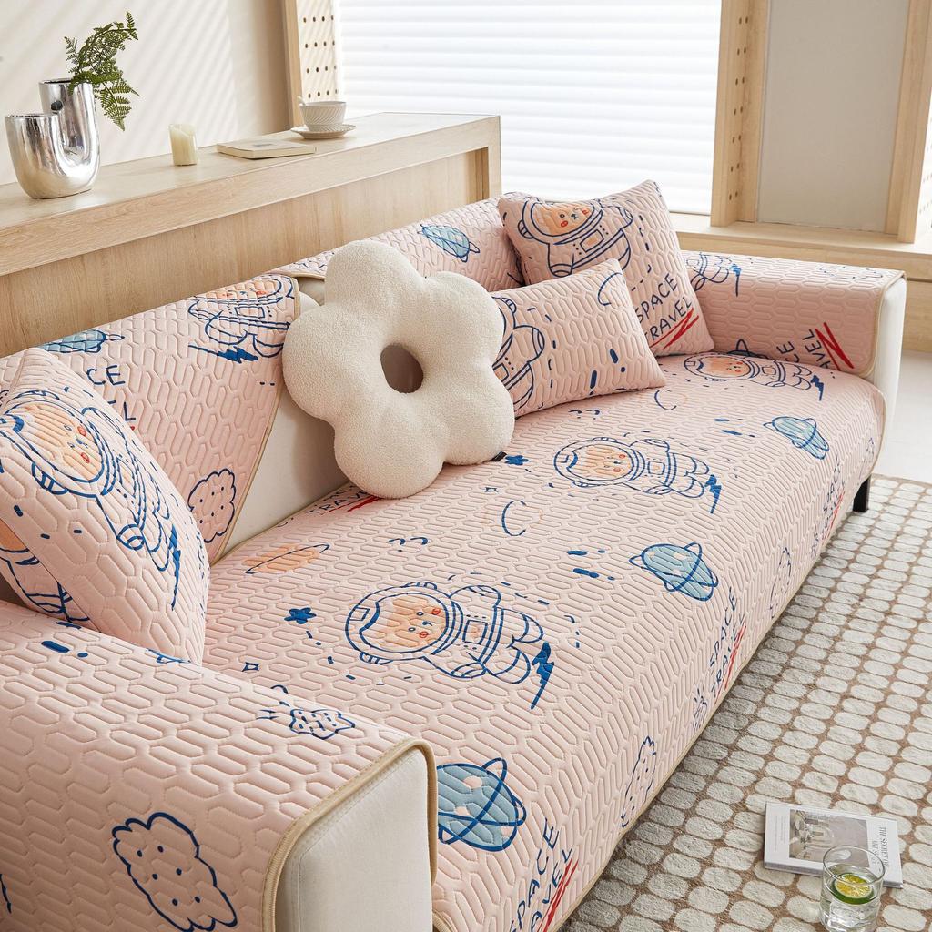 Summer Sofa Cushion Non-Slip Ice Silk Latex Sofa Cushion Suit Cartoon Full Set Mat Sofa Towel Cover Cloth