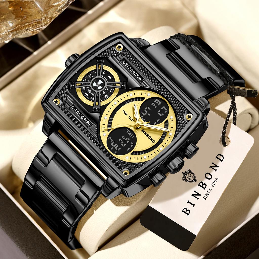 BINBOND Multi-Functional Precise Quartz Watches for Men Luxury Luminous Waterproof Men's Wristwatches