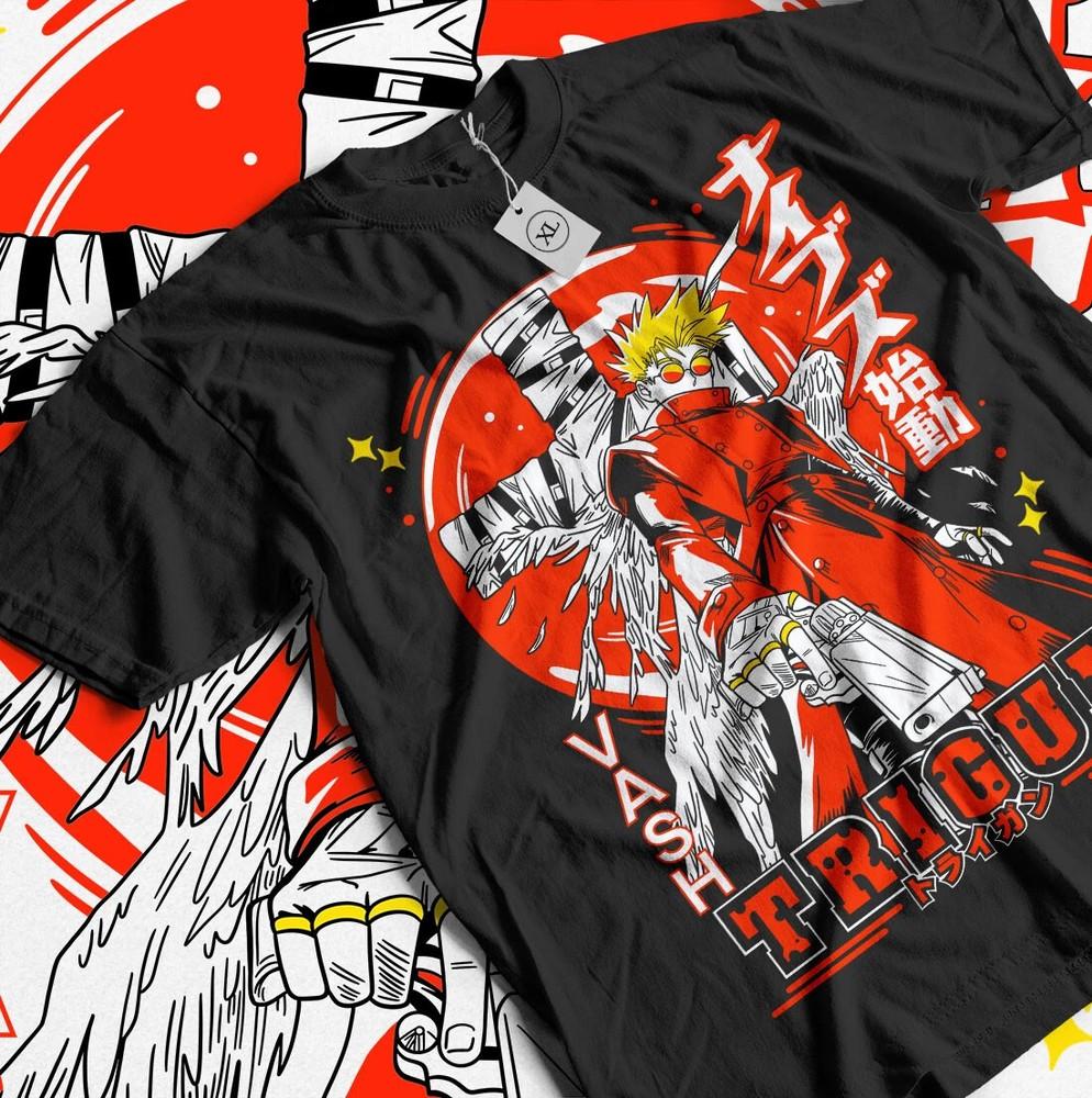 

Rigun Vash The Stampede Moon Funny Girl Anime Manga - Black Unisex T-Shirt L