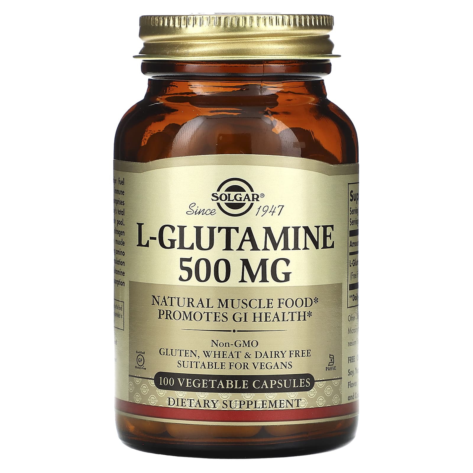 

Solgar, L-Glutamine, 500 mg, 100 Veggie Capsules
