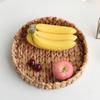 Rattan Weidenkorb Handgeflochten Obst Tee Snack Brotkorb Kosmetik Runde Aufbewahrungsbox Wasserhyazinthe Tablett Schmuckschale