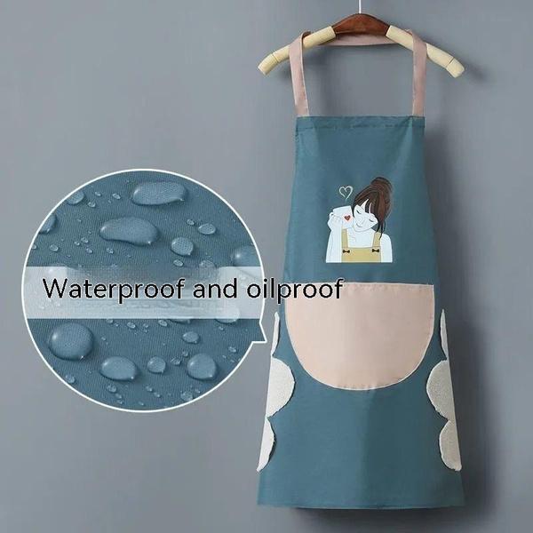 

Фартух із милим мультяшним малюнком дівчини - водонепроникний і маслостійкий кухонний фартух для домашнього приготування їжі синій