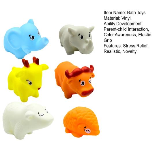 Squeaky Vinyl Animal Bath Toy for Toddlers Soft Water Play Figure Interactive Squeeze Toy for Baby Shower Fun Cute Floating Figurine for Pool Bathtub