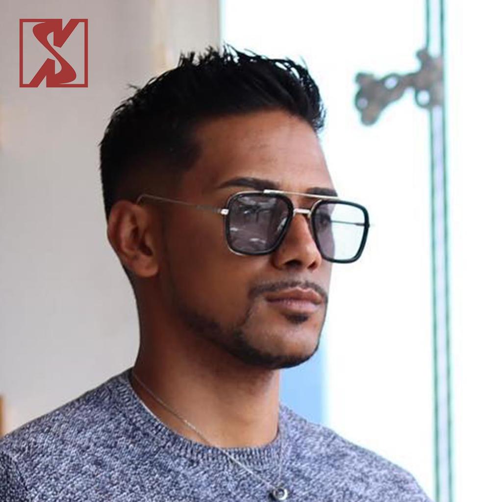 Classic Retro Square Metal Sunglasses for Men [SHEEN KELLY]