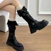 Winter Platform Women Thigh High Boots Fashion Belt Buckle Long Booties Vintage Square Low Heels Ladies Shoes