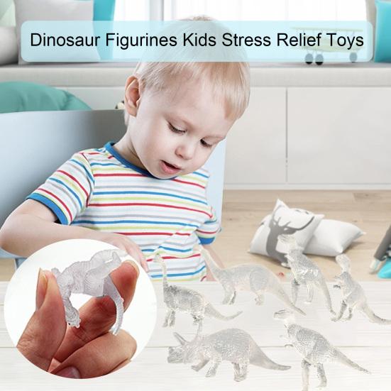 12Pcs Mini Dinosaur Toy Soft TPR Stretchable Colorful Miniature Figurine Early Learning Educational Toy Dinosaur Figurines Kids Stress Relief Toys
