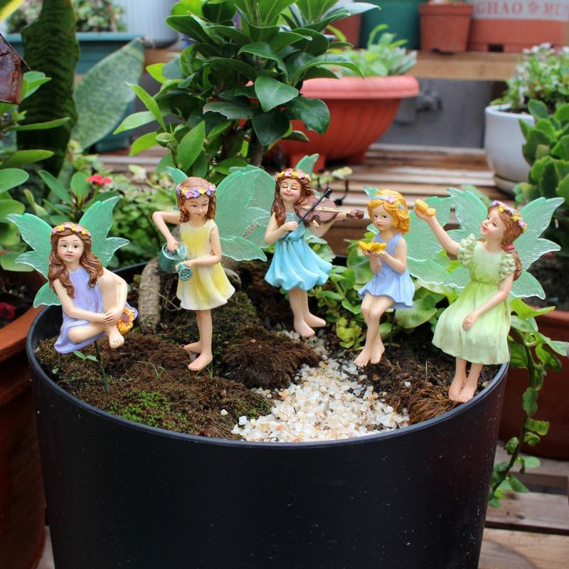 Luminous Butterfly Fairy Plugin Outdoor Garden Courtyard Miniature Fairy Statue Potted Decoration Landscape